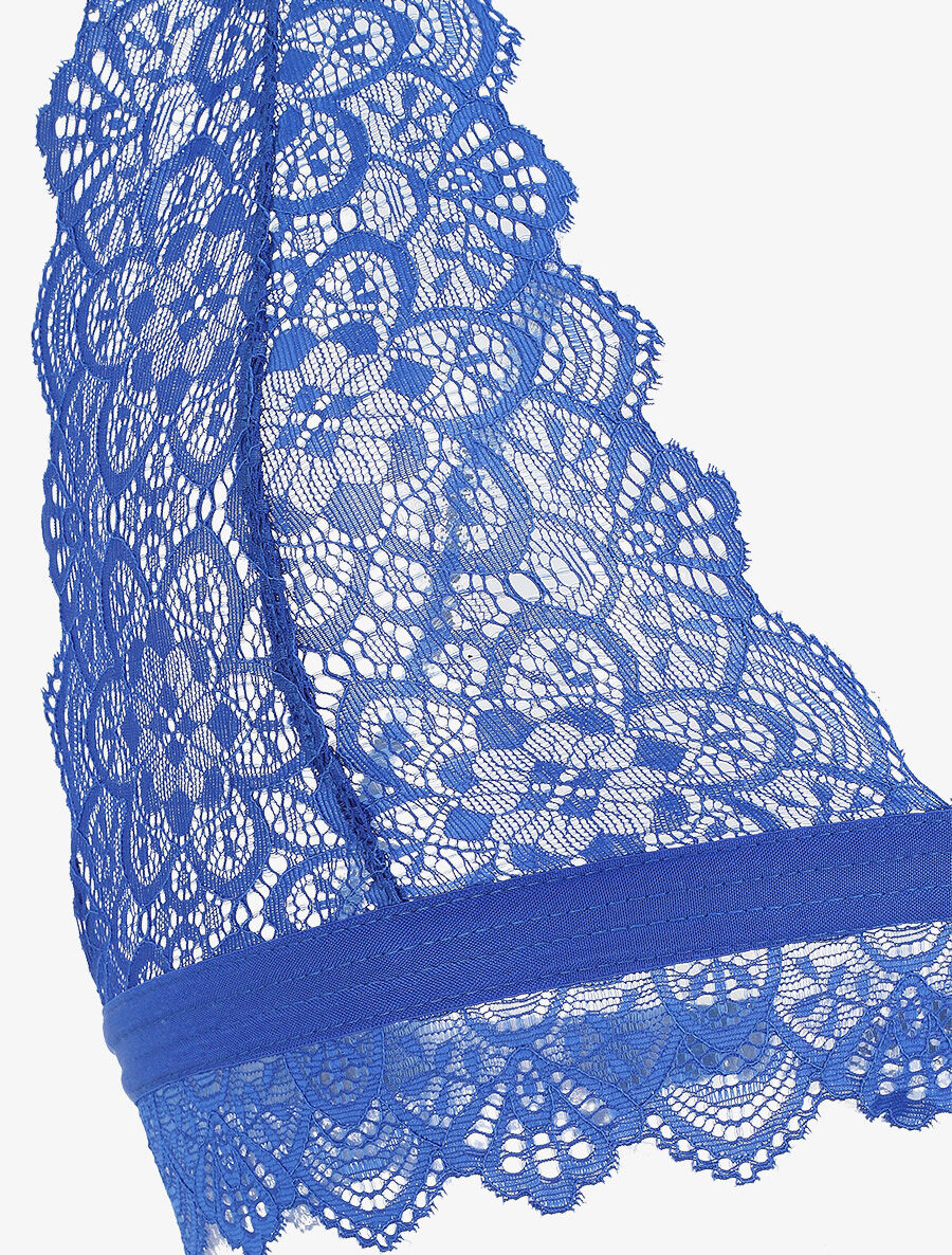 Ensemble soutien-gorge et shorty en dentelle - Bleu - 4