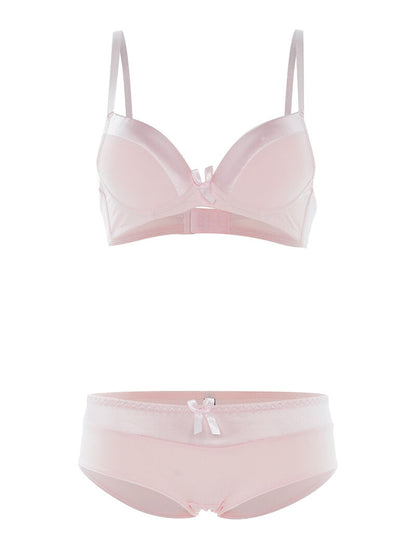 Ensemble SG et culotte à bord satiné - rose orange - 1