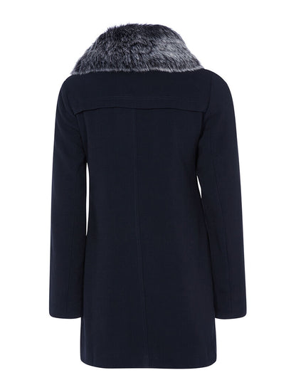 Manteau casual chic intérieur molletonné - bleu nuit - 2