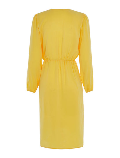 Robe fluide à manches ballon - jaune - 2