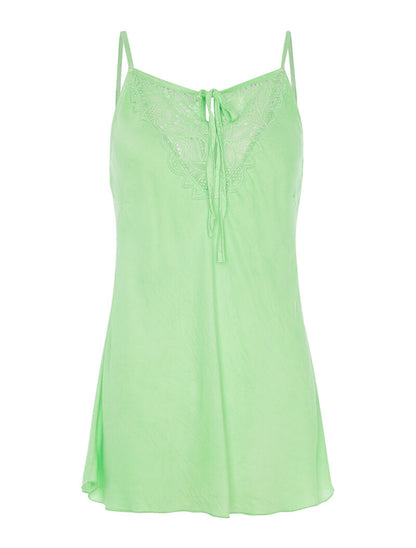 Caraco décolleté à dentelle - vert fluo - 1