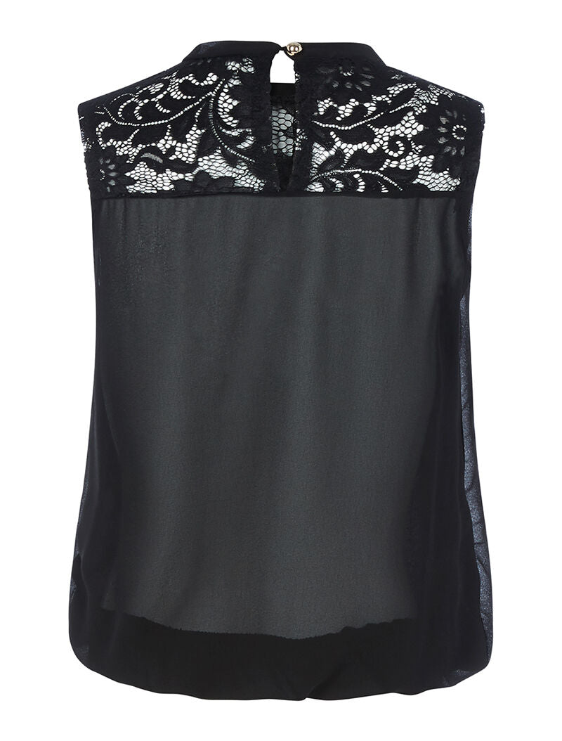 Blouse sans manches bi matière - noir - 2