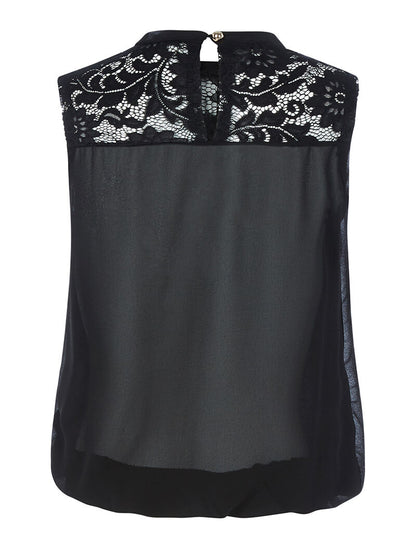 Blouse sans manches bi matière - noir - 2