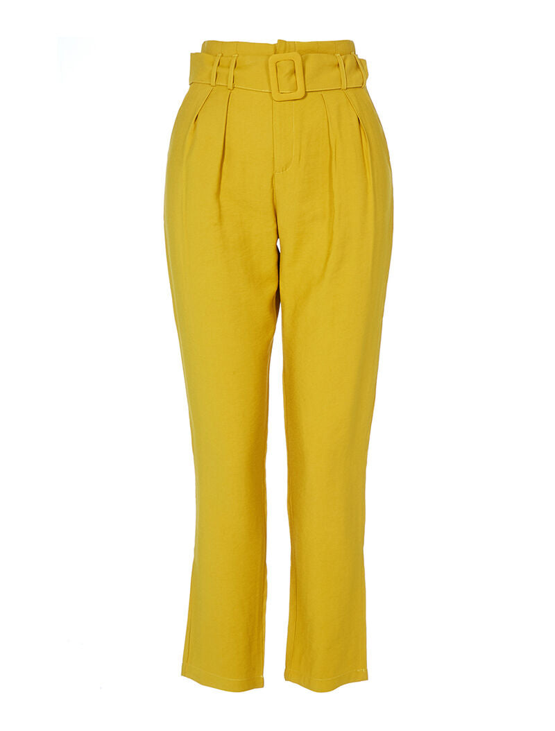 Pantalon fluide taille empire - safran - 1