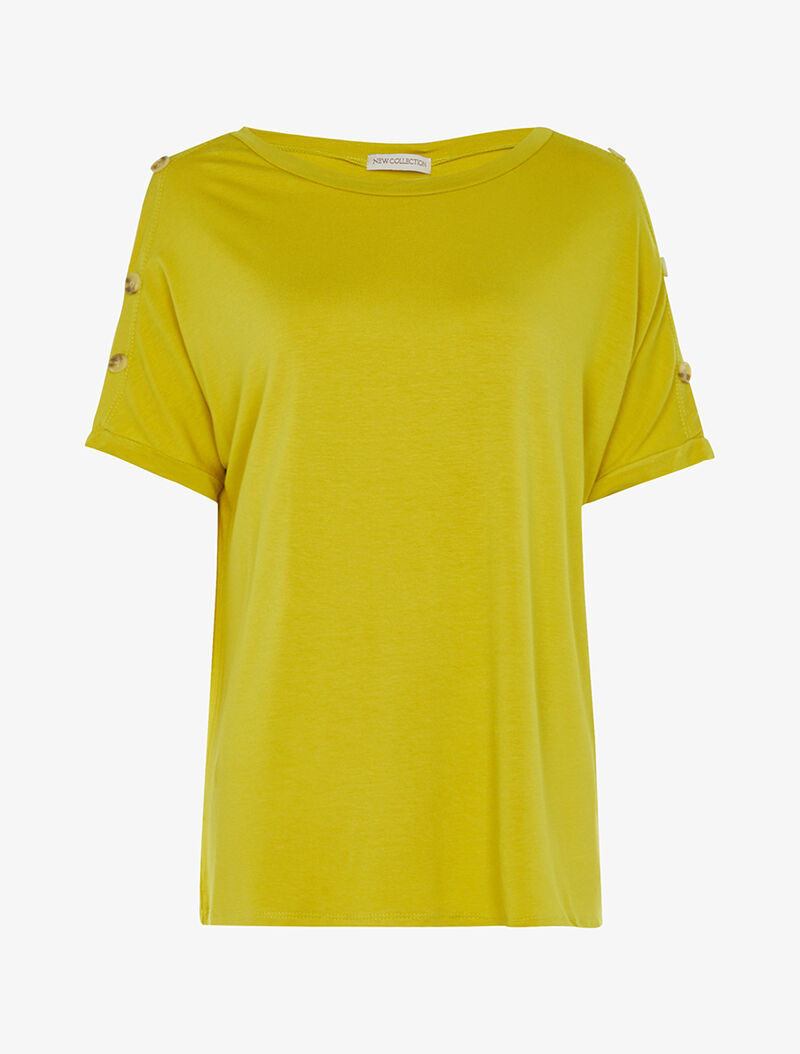 Top ample à manches ajourées - jaune moutarde - 1