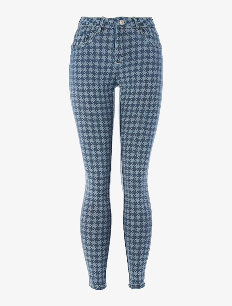 Jean réversible imprimé pied de poule - bleu denim - 5