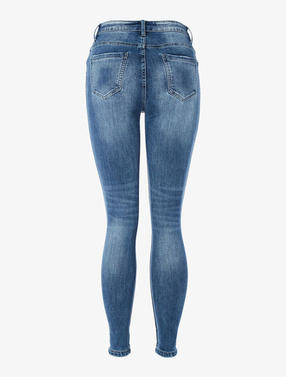 Jean réversible imprimé pied de poule - bleu denim - 4