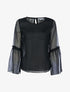 Blouse en voile à manches volantées - noir - 1