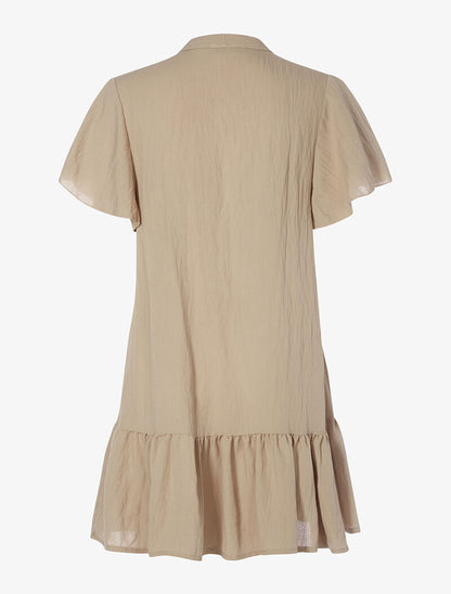 Robe chemise oversize volantée - beige - 2