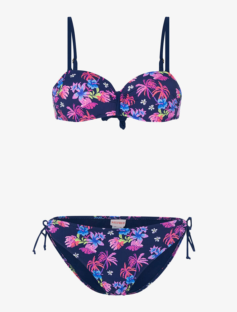 Bikini jungle à balconnet - marine - 1