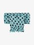 Crop top satiné à pois - turquoise - 3