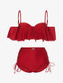 Bikini volanté et taille haute - rouge - 1