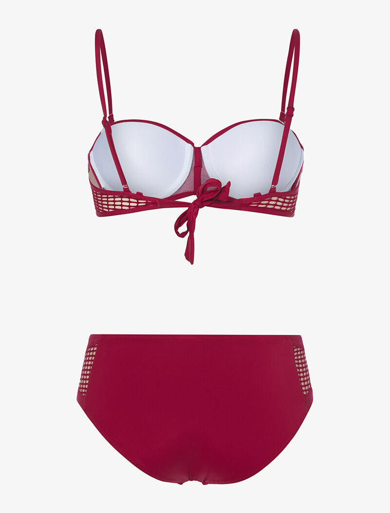 Bikini empiècements résille - bordeaux - 2