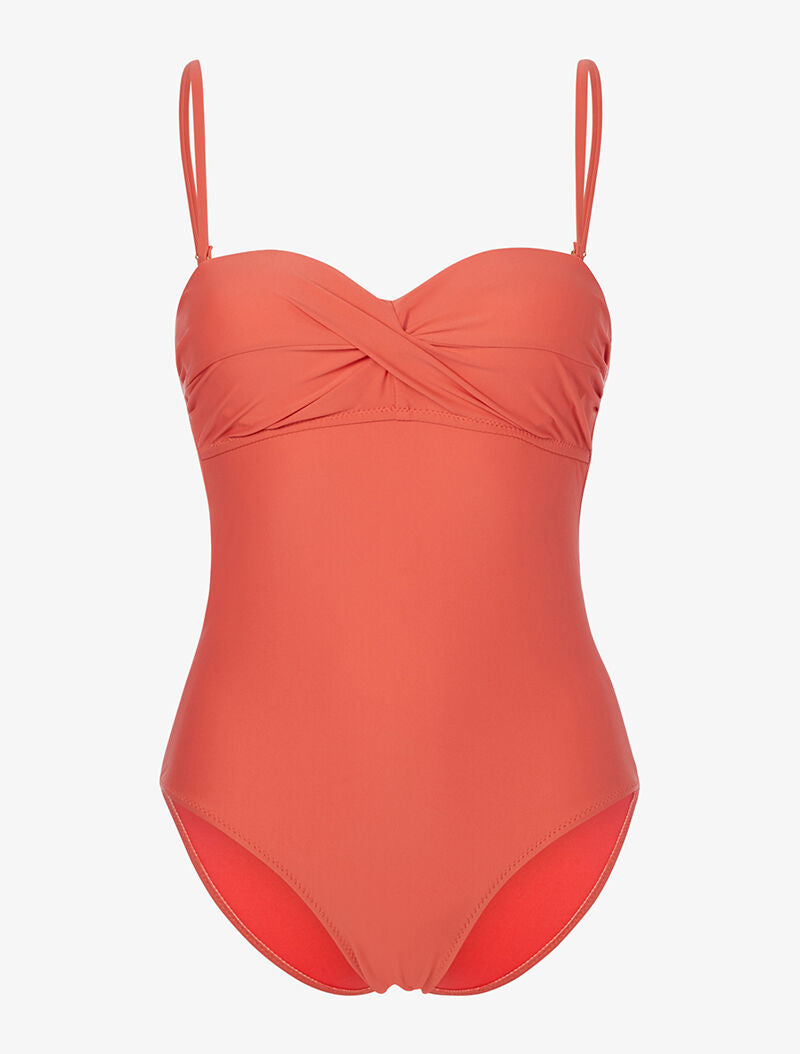 Monokini à bandeau torsadé - corail - 1