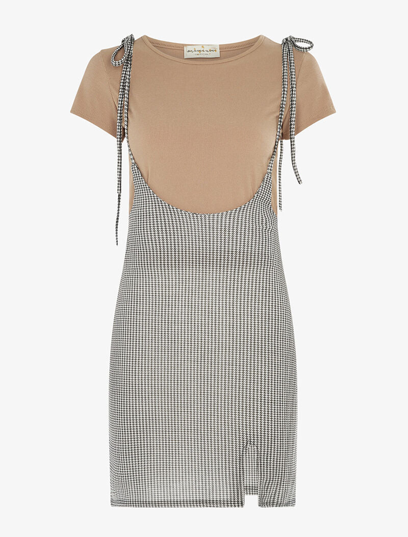 Tunique à imprimé et t-shirt côtelé - taupe - 3