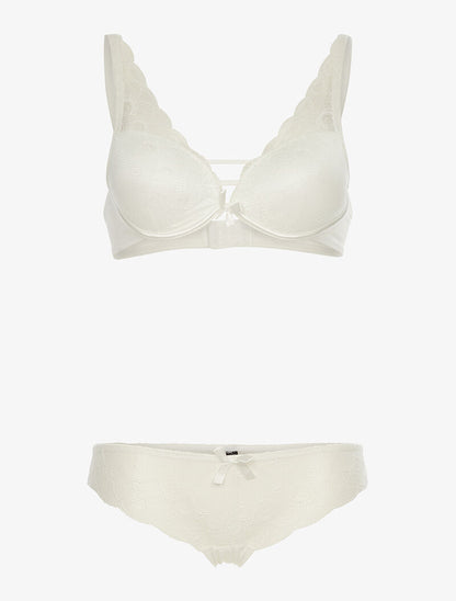 Ensemble en dentelle effet triangle - ecru - 3