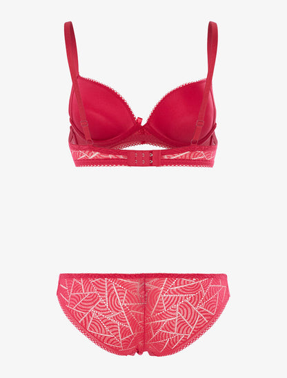 Ensemble SG et tanga en dentelle arrondie - fushia - 2