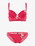 Ensemble SG et tanga empiècement fleurs brodées - fushia - 1