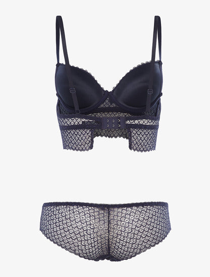 Ensemble SG et shorty dentelle vagues - marine - 2
