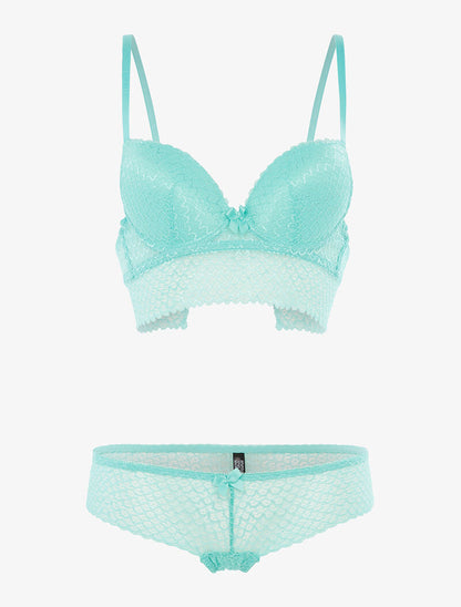 Ensemble SG et shorty dentelle vagues - turquoise - 3