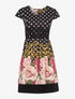 Robe coupe patineuse à pois et roses - noir - 3