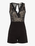 Combishort haut dentelle ajourée - beige/noir - 1