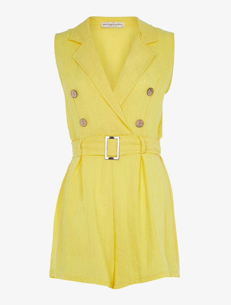 Combishort casual en viscose - jaune fluo - 1