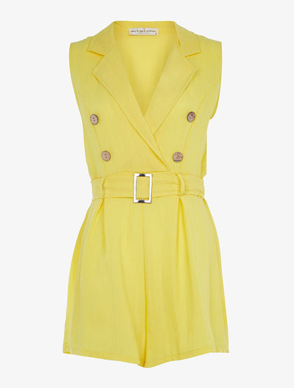 Combishort casual en viscose - jaune fluo - 1