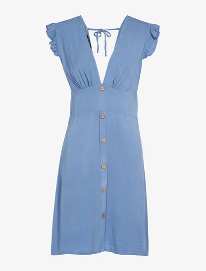 Robe légère à mancherons volantés - bleu - 3