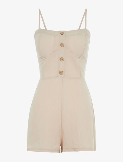 Combishort légère à bustier coqué - beige - 1