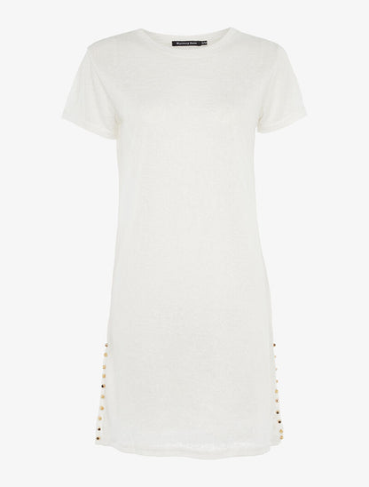 Robe transparente pailletée à bords cloutés - blanc - 3