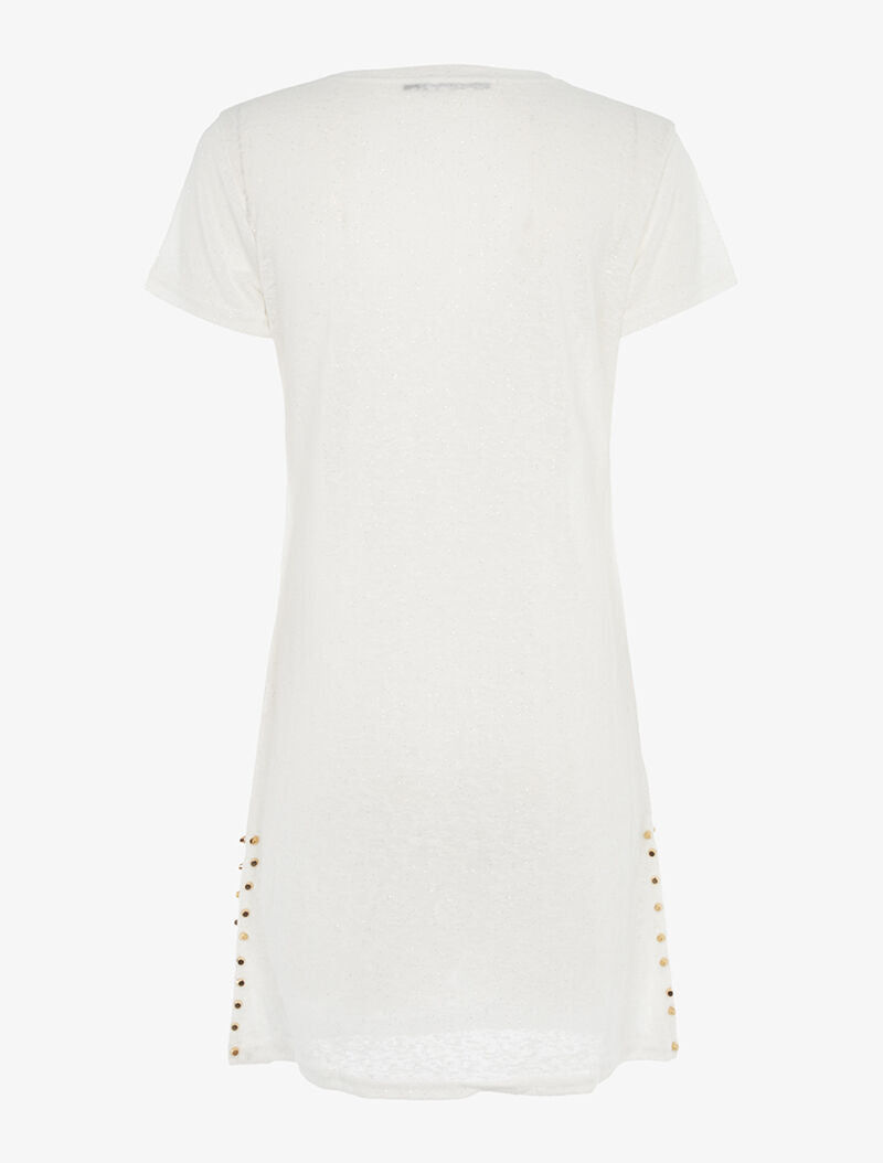 Robe transparente pailletée à bords cloutés - blanc - 2