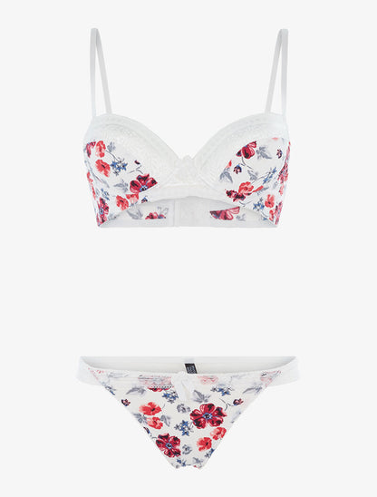 Ensemble imprimé floral et culotte - blanc - 1