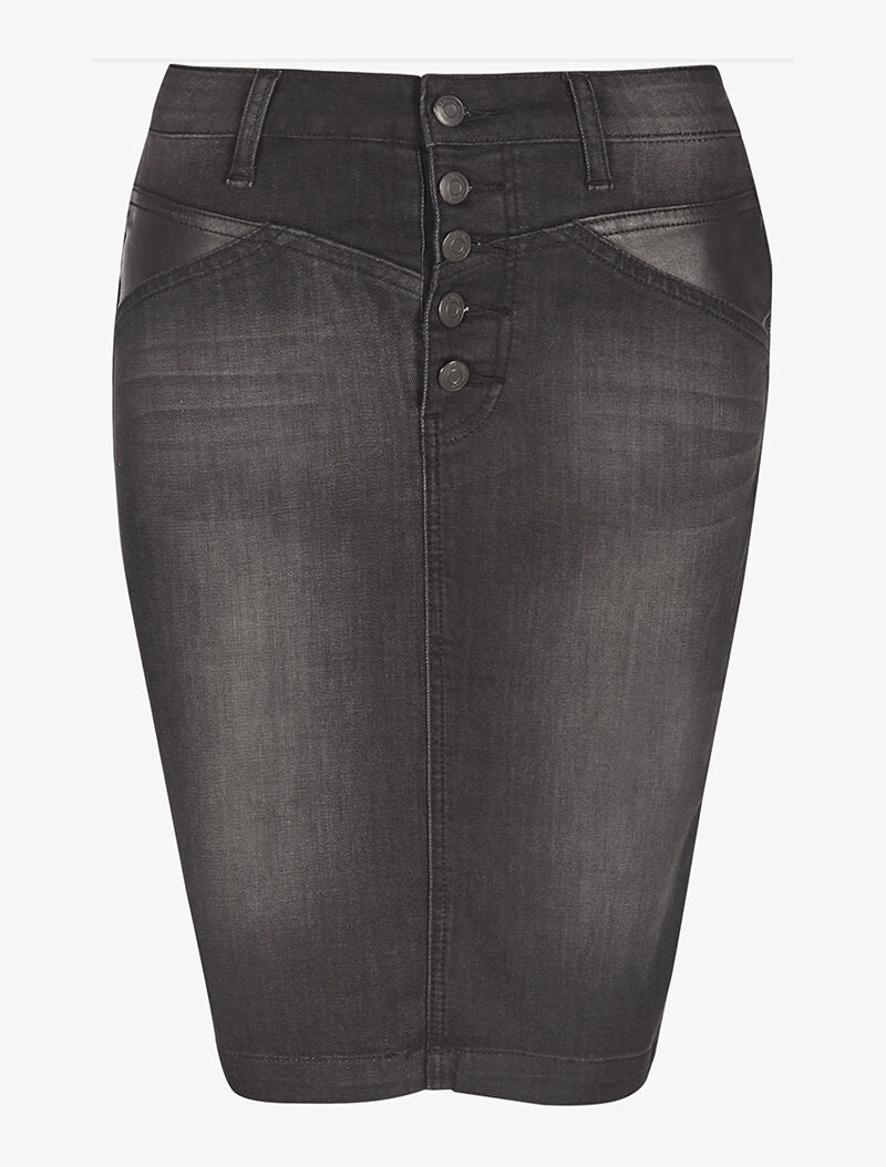 Jupe en jean à 5 boutons - anthracite - 1