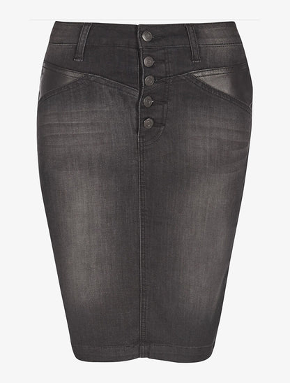 Jupe en jean à 5 boutons - anthracite - 1