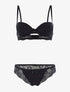 Ensemble à empiècements dentelle et tanga - noir - 1