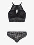 Ensemble brassière en dentelle et tanga - noir - 1