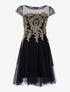 Robe ornée de broderie et tulle - noir/or - 1
