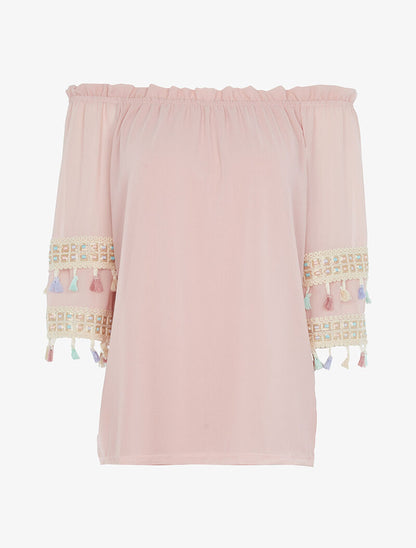 Top à manches stylisées - rose poudré - 1
