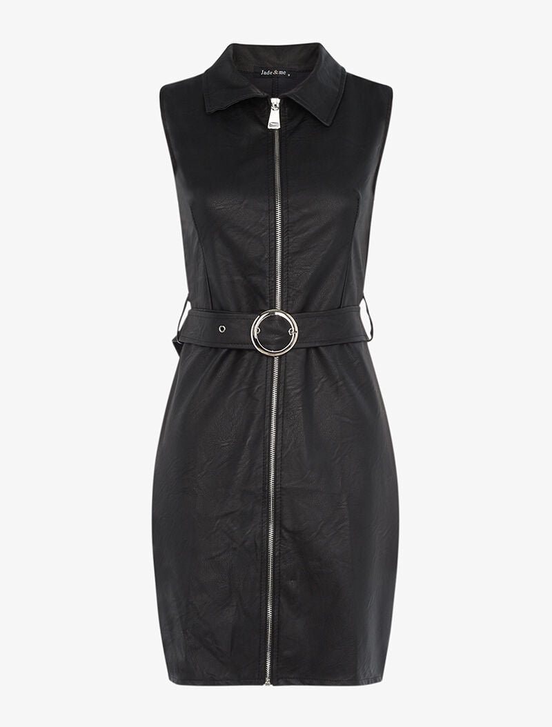 Robe zippée en simili - noir - 1