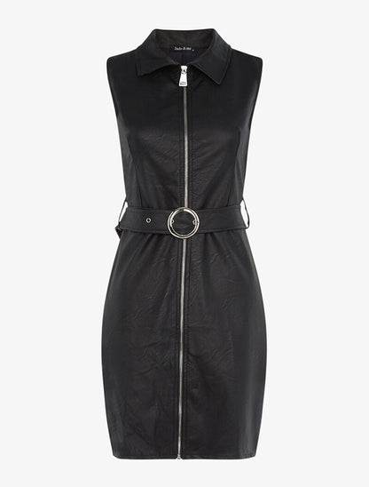Robe zippée en simili - noir - 1