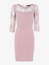 Robe moulante à empiècement dentelle - vieux rose - 3