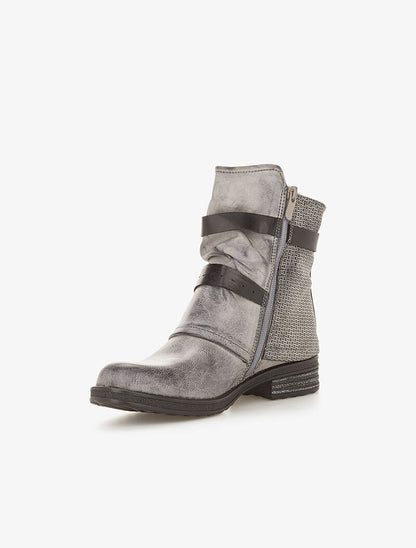 Boots aspect cuir usé à sangles - gris foncé - 3