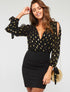 Robe cache-coeur à flocage doré - noir - 6