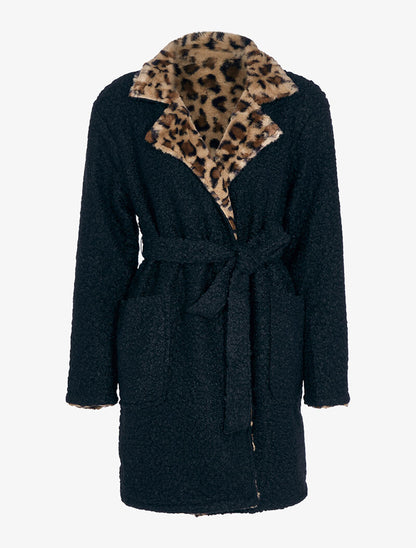 Manteau réversible effet laine bouclette - noir - 5