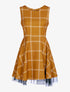 Robe patineuse à carreaux bas en tulle - marron clair - 3
