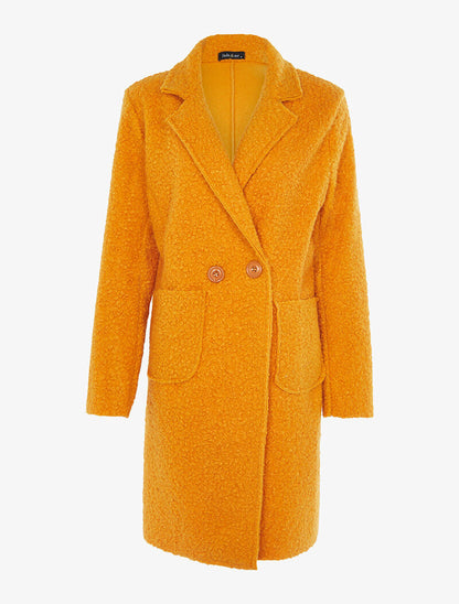 Manteau oversize en laine bouclette - orange - 3
