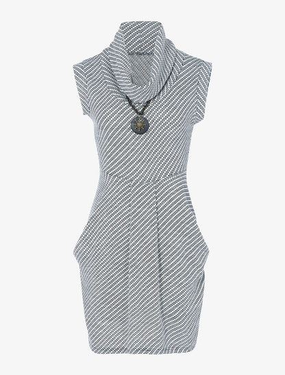 Robe-pull sans manches à pans froncés - noir - 1