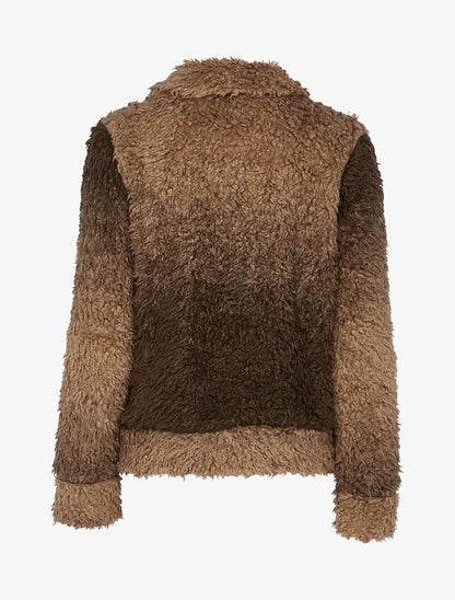 Gilet en maille duveteuse couleur dégradée - marron - 2