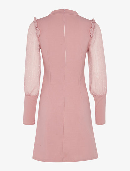 Robe ajustée à manches transparentes - rose - 2